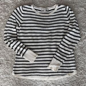 LOFT Monochrome Striped Crew Neck Sweater